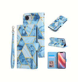 iPhone 17e / 16e | iPhone 17e / 16e - UNIQ™ Marble Læder Etui - Ocean - DELUXECOVERS.DK