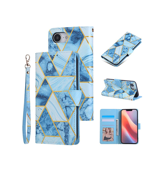 iPhone 17e / 16e | iPhone 17e / 16e - UNIQ™ Marble Læder Etui - Ocean - DELUXECOVERS.DK