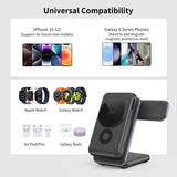 3-i-1 & Multi-Ladestationer | <X>Magcold™ 3-i-1 Ladestation til Mobil, iWatch, AirPods - 45W! - MagSafe - Sort - DELUXECOVERS.DK