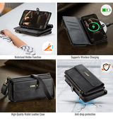 iPhone 16 Pro | iPhone 16 Pro - CaseMe™ Læder Cover med Crossbody Strop - Sort - DELUXECOVERS.DK
