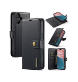 iPhone 17 | iPhone 17 - Vintage 2-i-1 plånboksfodral i läder (avtagbart skal) – Svart – DG.MING™ - DELUXECOVERS.SE