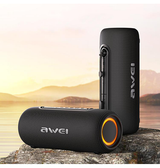 Bluetooth Højtaler | AWEI™ - Bluetooth-højtaler m. RGB-lys og IPX5 Vandtæt Design - Sort - DELUXECOVERS.DK