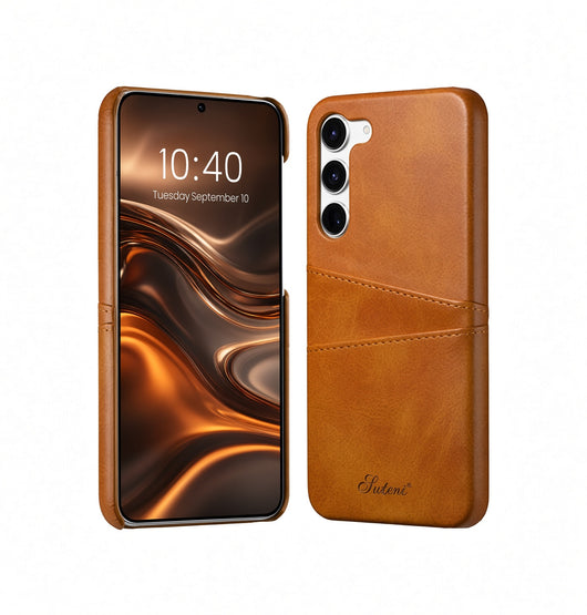 Samsung Galaxy S24 | Samsung Galaxy S24 - NX Design™ Læder Cover M. Kortholder - Lysebrun - DELUXECOVERS.DK