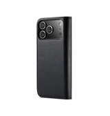 iPhone 17 Pro | iPhone 17 Pro - Vintage 2-i-1 plånboksfodral i läder (avtagbart skal) – Svart – DG.MING™ - DELUXECOVERS.SE