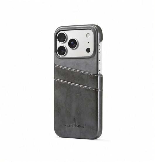iPhone 17 Pro - NX Design™ Läderfodral med korthållare - Grå