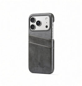 iPhone 17 Pro Max | iPhone 17 Pro Max - NX Design™ Læder Cover M. Kortholder - Grå - DELUXECOVERS.DK