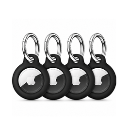 Airtag | Apple AirTag 1/2 PC Nøglering Med Fjederlås - 4 stk - Sort - DELUXECOVERS.DK