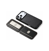 iPhone 17 Pro Max | iPhone 17 Pro Max - MagSafe-läderskal med avtagbar RFID-korthållare - Svart - ESEBLE™ - DELUXECOVERS.SE