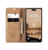 iPhone 17 Air | iPhone 17 Air - CaseMe™ Noble Læder Etui / Pung - Lysebrun - DELUXECOVERS.DK