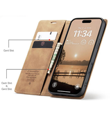 iPhone 17 Air | iPhone 17 Air - CaseMe™ Noble Læder Etui / Pung - Lysebrun - DELUXECOVERS.DK