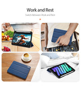 iPad Mini 6 | iPad Mini 6/7 (2021/2024) - DUX DUCIS™ Trifold Læder Cover M. Stander - Blå - DELUXECOVERS.DK