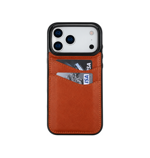 iPhone 18 Pro - Litchi Læder Cover M. Kortholder - Brun