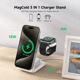 3-i-1 & Multi-Ladestationer | <X>Magcold™ 3-i-1 Ladestation til Mobil, iWatch, AirPods - 45W! - MagSafe - Hvid - DELUXECOVERS.DK