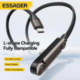 Kabel USB-C til USB-C | ESSAGER™ | 2-i-1 USB-C til USB-C Hurtigoplader Kabel – Sort – 1m (100W) - DELUXECOVERS.DK