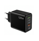 Vægoplader | 120W 5-Port Hurtigoplader med 3× USB-C PD & 2× USB-A - Sort - DELUXECOVERS.DK