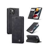 iPhone 13 Mini | iPhone 13 Mini - CaseMe™ Noble plånboksfodral i läder - Svart - DELUXECOVERS.SE