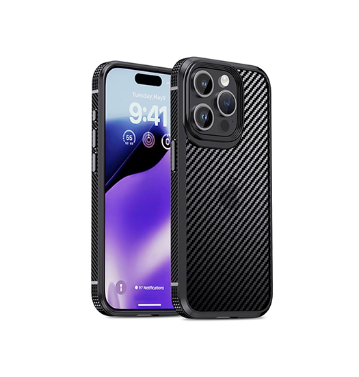 iPhone 15 Pro | iPhone 15 Pro - iPAKY™ Full Carbon Stødsikkert Cover - Sort - DELUXECOVERS.DK