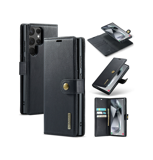 Samsung Galaxy S21 Ultra | Samsung Galaxy S21 Ultra - Vintage 2-i-1 læder etui (aftageligt cover) – Sort – DG.MING™ - DELUXECOVERS.DK