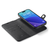 iPhone 16 Pro Max | iPhone 16 Pro Max - Vintage 2-i-1 plånboksfodral i läder (avtagbart skal) – Svart – DG.MING™ - DELUXECOVERS.SE