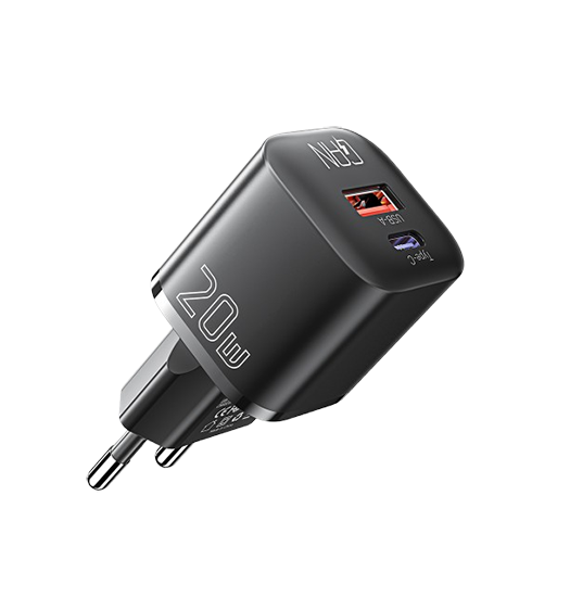 Vægoplader | ESSAGER™ | 20W Hurtigoplader – Vægoplader 3.0 – Sort - DELUXECOVERS.DK