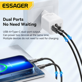 Vægoplader | 20W Hurtigoplader – Vægoplader 3.0 - Hvid - ESSAGER™ - DELUXECOVERS.DK