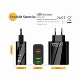 Vægoplader | 65W USB-C PD vægoplader + QC 3.0 (multiport) - Sort - DELUXECOVERS.DK