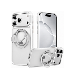 iPhone 18 Pro | iPhone 18 Pro - MagSafe Cover m. 360° Ring Holder - Hvid - DELUXECOVERS.DK