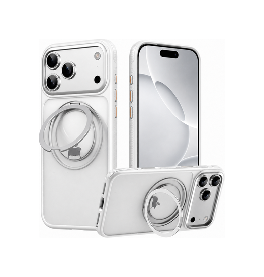 iPhone 18 Pro Max - MagSafe Cover m. 360° Ring Holder  - Hvid