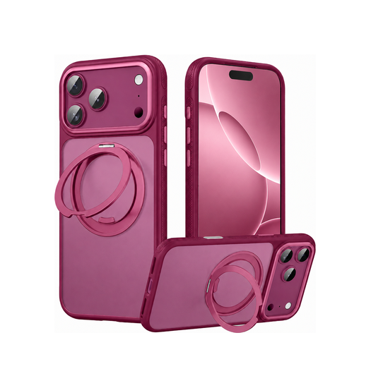 iPhone 18 Pro Max - MagSafe Cover m. 360° Ring Holder  - Mørkerød