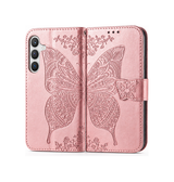 Samsung Galaxy S25 | Samsung Galaxy S25 - BUTTERFLY™ Læder Etui / Taske M. Pung - Rose - DELUXECOVERS.DK
