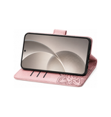 Samsung Galaxy S25 | Samsung Galaxy S25 - BUTTERFLY™ Læder Etui / Taske M. Pung - Rose - DELUXECOVERS.DK
