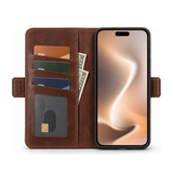 iPhone 16 Pro Max | iPhone 16 Pro Max - Retro Diary Læder Cover Etui M. Pung - Brun - DELUXECOVERS.DK