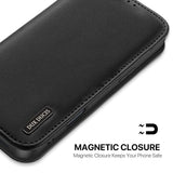 iPhone 17 Pro Max | iPhone 17 Pro Max - DUX DUCIS® Ægte Læder Etui M. Kortholder - Sort - DELUXECOVERS.DK