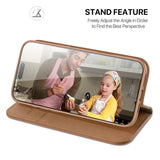 iPhone 17 Pro | iPhone 17 Pro - DUX DUCIS® Ægte Læder Etui M. Kortholder - Brun - DELUXECOVERS.DK