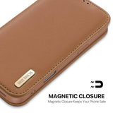 iPhone 17 | iPhone 17 - DUX DUCIS® Ægte Læder Etui M. Kortholder - Brun - DELUXECOVERS.DK