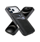 iPhone 18 Pro Max - Litchi Læder Cover M. Kortholder - Sort