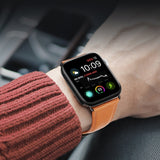 Apple Watch 42-49mm | Apple Watch (42/44/SE/45/46/49mm) - DUX DUCIS™ Business Ægte læderrem - Lys Brun - DELUXECOVERS.DK