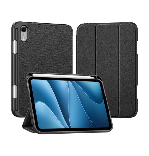 iPad Mini 8 - DUX DUCIS™ Trifold Læder Cover M. Stander - Sort