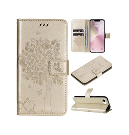 iPhone 17e / 16e | iPhone 17e / 16e - BUTTERFLY™ Læder Etui / Taske M. Pung - Gold - DELUXECOVERS.DK