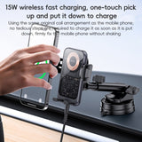 Mobilholder Trådløs (QI) | YESIDO® - 15W Trådløs Biloplader m. Sugekop - Sort - DELUXECOVERS.DK