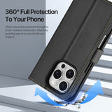 iPhone 16 Pro | iPhone 16 Pro - DUX DUCIS™ 2-i-1 plånboksfodral i läder med avtagbart skal - Svart - DELUXECOVERS.SE