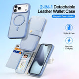 iPhone 17 Pro Max | iPhone 17 Pro Max - DUX DUCIS™ 2-i-1 Læder Etui M. Aftageligt Cover - Blå - DELUXECOVERS.DK