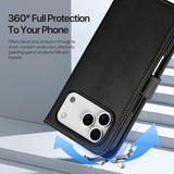 iPhone 17 Pro | iPhone 17 Pro - DUX DUCIS™ 2-i-1 plånboksfodral i läder med avtagbart skal - Svart - DELUXECOVERS.SE