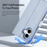 iPhone 17 | iPhone 17 - DUX DUCIS™ 2-i-1 Læder Etui M. Aftageligt Cover - Blå - DELUXECOVERS.DK