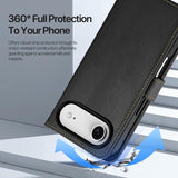 iPhone 17 Air | iPhone 17 Air - DUX DUCIS™ 2-i-1 plånboksfodral i läder med avtagbart skal - Svart - DELUXECOVERS.SE
