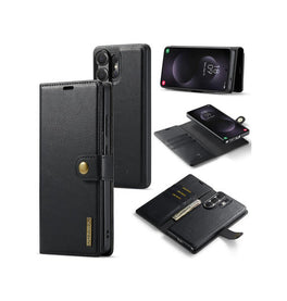 Samsung Galaxy S26 Ultra | Samsung Galaxy S26 Ultra - Vintage 2-i-1 læder etui (aftageligt cover) – Sort – DG.MING™ - DELUXECOVERS.DK