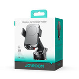 Mobilholder Trådløs (QI) | JOYROOM™ - Trådløs Mobilholder – 15W Hurtig Opladning - Sort - DELUXECOVERS.DK