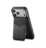 iPhone 17 Pro | iPhone 17 Pro - Magnetiskt läderskal med avtagbar RFID-korthållare - Svart - ESEBLE™ - DELUXECOVERS.SE