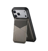 iPhone 17 Pro | iPhone 17 Pro - Magnetiskt läderskal med avtagbar RFID-korthållare - Grå - ESEBLE™ - DELUXECOVERS.SE