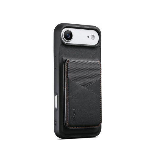iPhone 17 Air | iPhone 17 Air - MagSafe-läderskal med avtagbar RFID-korthållare - Svart - ESEBLE™ - DELUXECOVERS.SE